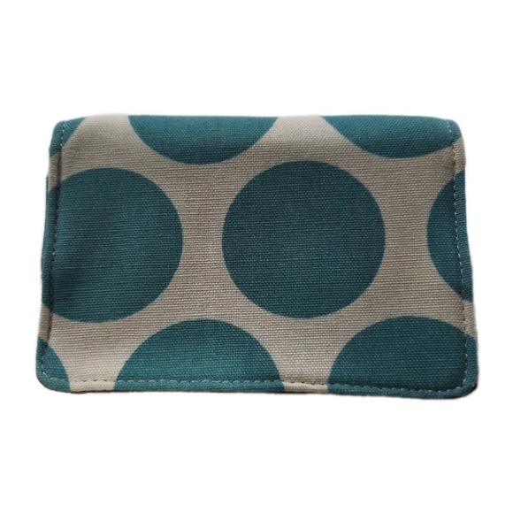 THIRTY-ONE WRISTLET Wallet Teal & Cream Polka Dot, ID Credit Card - Picture 1 of 5